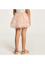 Charmz Embroidered Tulle Skirt with Elasticated Waistband