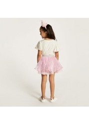 Charmz Bow Accented Tulle Skirt with Headband