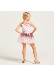 Charmz Sequin Embellished Tutu Skirt with Floral Appliques