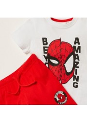 Spider-Man Print Round Neck T-shirt and Pyjama Set