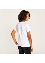 Minecraft Printed Round Neck T-shirt with Short Sleeves