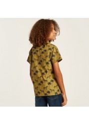 Juniors Printed Shirt with Short Sleeves and Button Closure