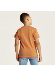 Juniors Striped Crew Neck T-shirt with Short Sleeves