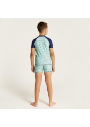 Juniors Shark Print 2-Piece Rash Guard Set