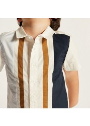 Juniors Panelled Shirt with Short Sleeves and Button Closure