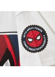 Spiderman Print T-shirt with Crew Neck and Short Sleeves