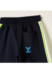 XYZ Printed Shorts with Drawstring Closure and Pocket