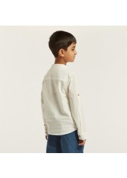 Solid Shirt with Long Sleeves and Pocket Detail