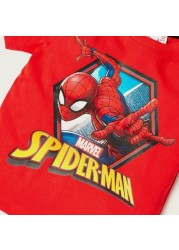 Spiderman Print T-shirt with Crew Neck and Short Sleeves