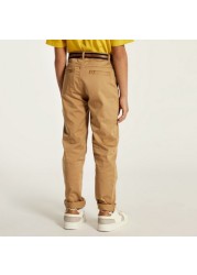 Juniors Solid Pants with Belt and Pockets