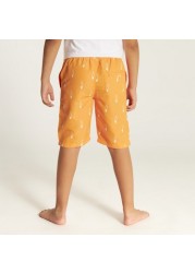 Juniors All Over Print Swimshorts with Drawstring Closure and Pockets