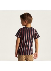 Lee Cooper Striped T-shirt with Crew Neck and Short Sleeves