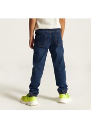 Juniors Solid Denim Pants with Drawstring Closure