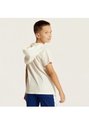 Eligo Solid Short Sleeves T-shirt with Hood and Pockets