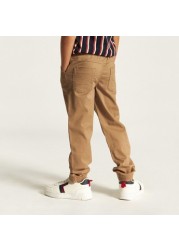 Juniors Solid Mid-Rise Jog Pants with Pockets and Drawstring Closure