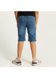 Juniors Denim Shorts with Pocket Detail and Drawstring Closure