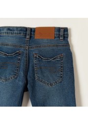 Lee Cooper Solid Denim Jeans with Pockets and Belt Loops