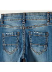 Juniors Solid Jeans with Pockets and Button Closure