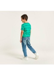 Juniors Solid Denim Jeans with Drawstring Closure and Pockets