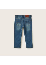 Lee Cooper Solid Denim Jeans with Pockets and Button Closure