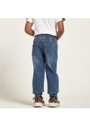 Juniors Solid Denim Pants with Pocket Detail and Drawstring