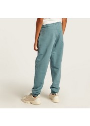 Juniors Solid Jog Pants with Drawstring Closure and Pockets