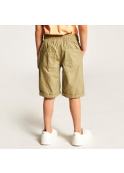 Juniors Solid Shorts with Pockets and Drawstring Closure