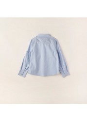 Juniors Solid Shirt with Long Sleeves and Pocket Detail