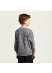 Juniors All-Over Printed Sweatshirt with Long Sleeves