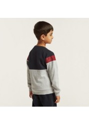 XYZ Panelled Pullover with Long Sleeves and Pockets