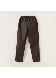 Solid Pants with Semi-Elasticated Waistband and Pockets