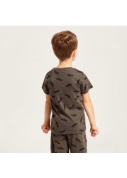 All Over Batman Print T-shirt with Short Sleeves