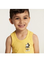 Mickey Mouse Print Vest with Round Neck - Set of 3