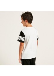 PUMA Colourblock Printed T-shirt with Short Sleeves