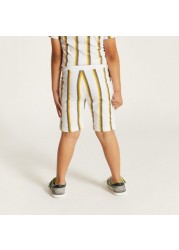 Juniors Striped Shorts with Drawstring Closure and Pockets