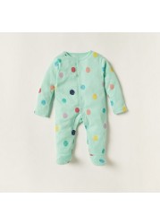 Juniors Printed Sleepsuit with Long Sleeves and Button Closure - Set of 3