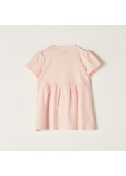 Giggles Textured A-line Dress with Short Sleeves