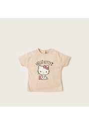 Sanrio Hello Kitty Print Crew Neck T-shirt with Cap Sleeves - Set of 2