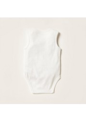 Juniors Solid Sleeveless Bodysuit with Button Closure