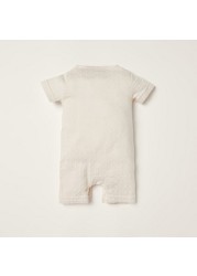 Giggles Textured Romper with Short Sleeves and Snap Button Closure