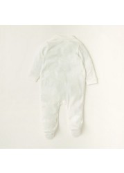 Giggles Lace Closed Feet Sleepsuit with Long Sleeves and Bow Detail