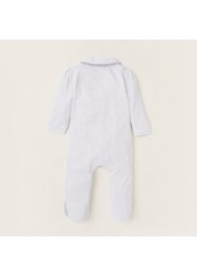 Giggles Printed Sleepsuit with Lace Detail and Snap Button Closure