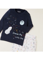 Juniors Graphic Print T-shirt and All-Over Printed Pyjama Set