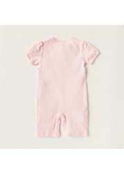 Giggles Solid Romper with Ruffles and Snap Button Closure