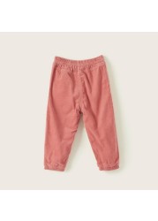 Juniors Solid Cord Pants with Pockets and Elasticated Wiastband