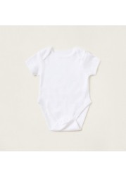 Love Earth Solid Organic Bodysuit with Round Neck - Set of 5