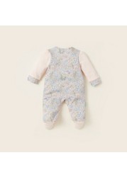 Juniors Floral Print Closed Feet Sleepsuit with Long Sleeves