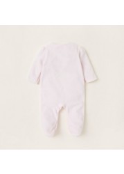 Juniors Embroidery and Checked Detail Sleepsuit with Snap Button Closure