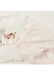 Juniors Bambi Print Round Neck Top and Pyjama Set