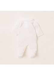 Giggles Textured Closed Feet Sleepsuit with Long Sleeves